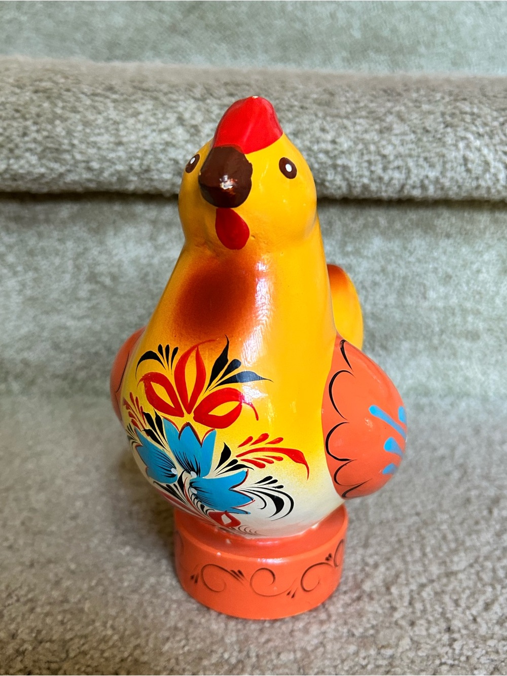 7" Vintage USSR Soviet Union Russian Folk Art Chicken Hen Souvenir HP c.1960'S